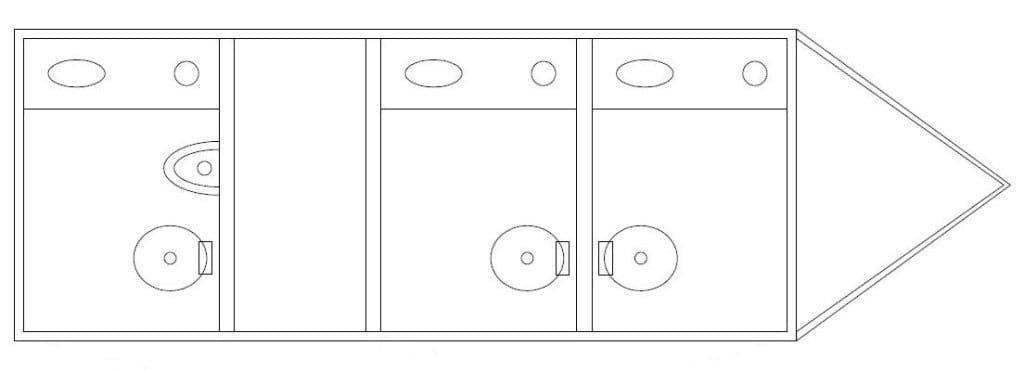 Restroom trailer floorplan Floorplan for portable restroom trailer 3 stalls